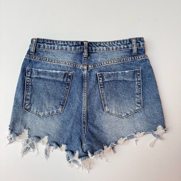 Signature8 Cotton Distressed Denim Ultra High Waisted Shorts Medium - Picture 9 of 12
